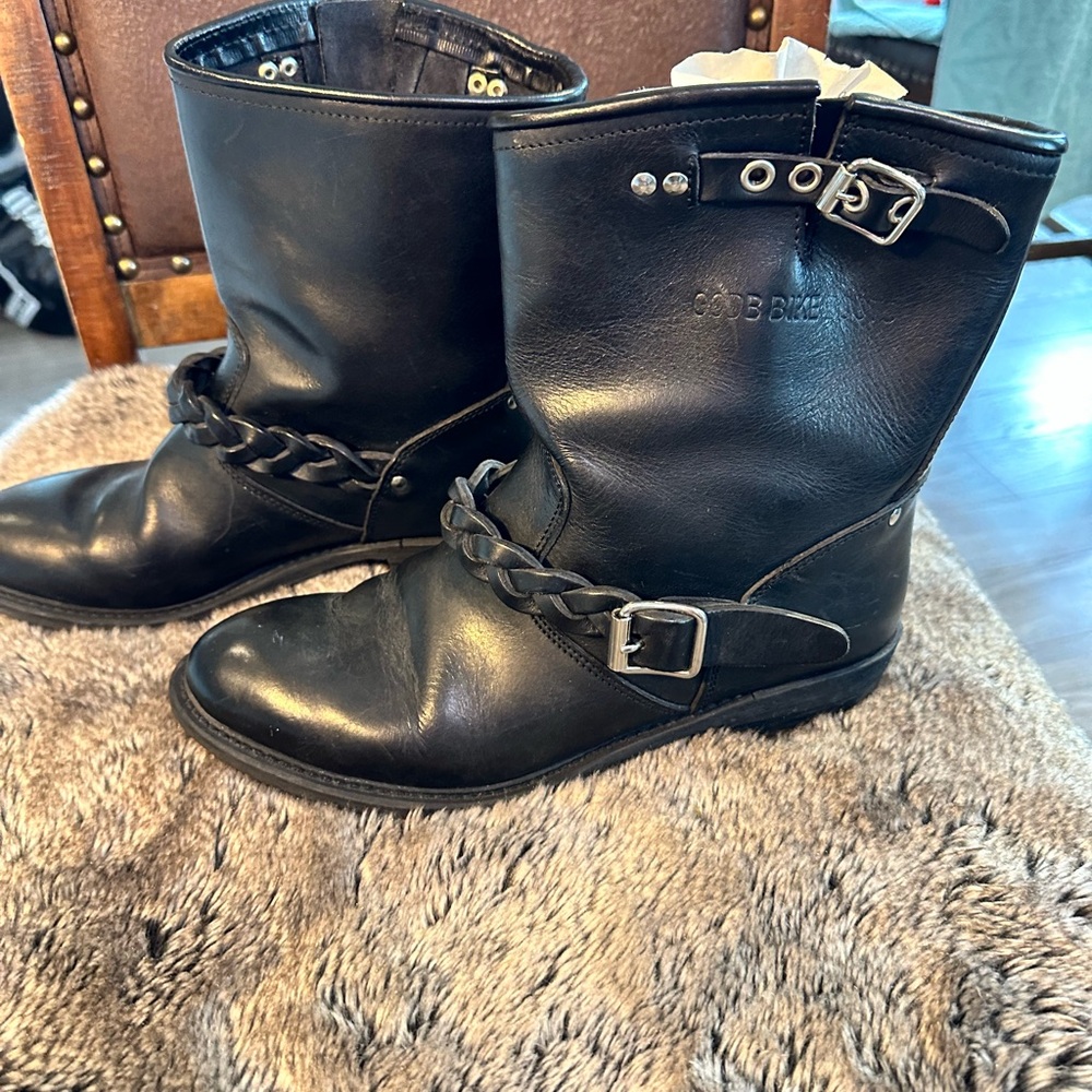 Golden Goose GGDB Deluxe Black Biker Boots With Braided Buckle, Size 40 - Picture 13 of 13